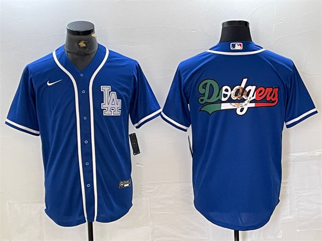 Men's Los Angeles Dodgers Team Big Logo Blue Cool Base Stitched Baseball Jersey Men's Los Angeles Dodgers Team Big Logo Blue Cool Base Stitched Baseball Jersey